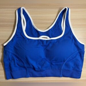 RUNNING GIRL Ribbed Racerback Sports Bra Womens XL Blue White Padded Stretch NWT
